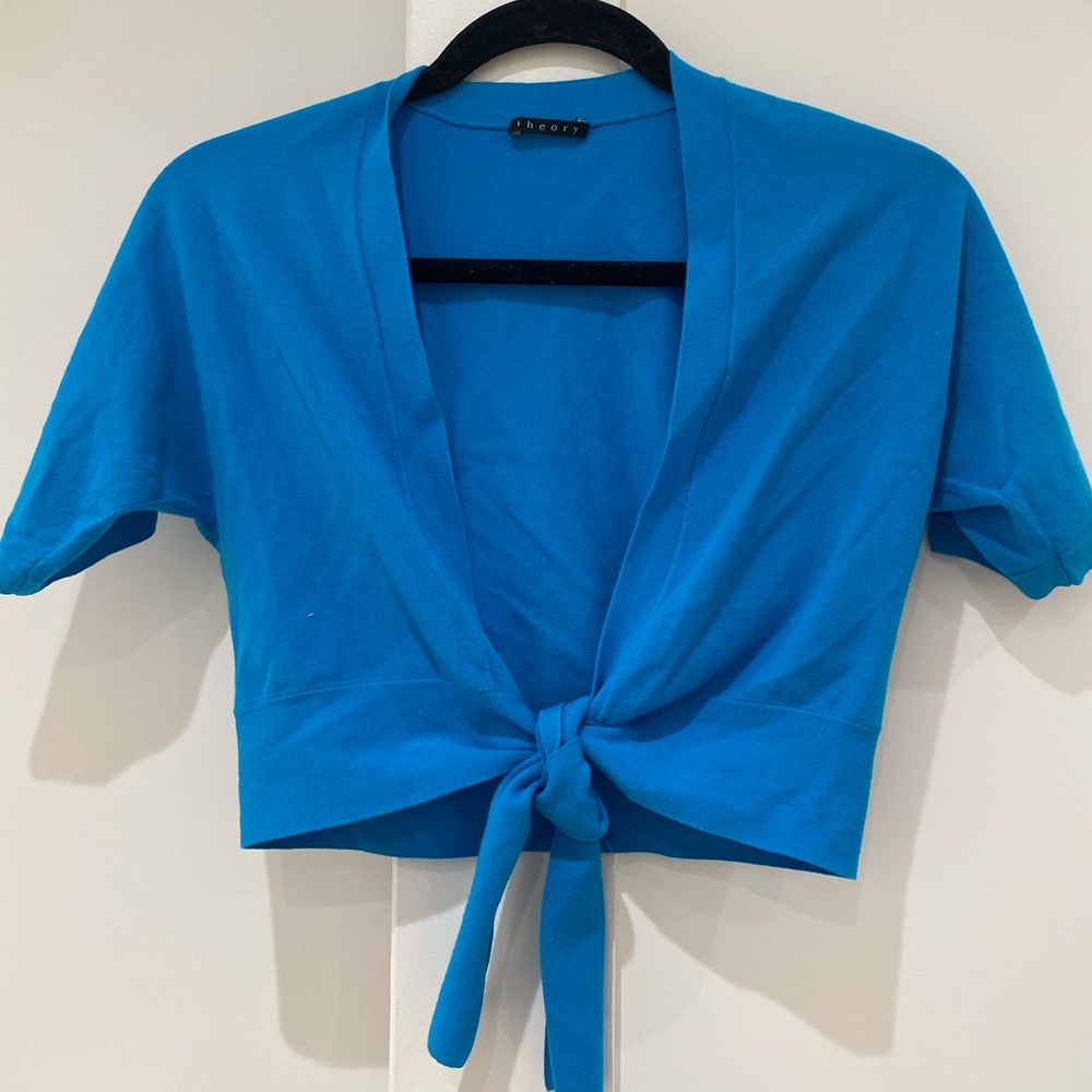 Theory Turquoise Bolero Tie Crop Top- size S.